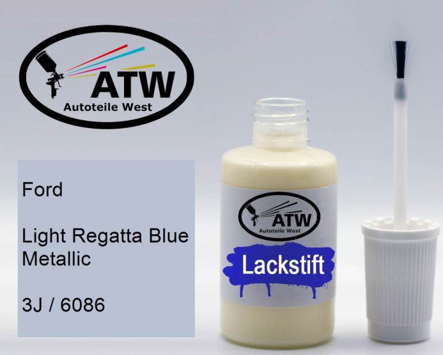 Ford, Light Regatta Blue Metallic, 3J / 6086: 20ml Lackstift, von ATW Autoteile West.